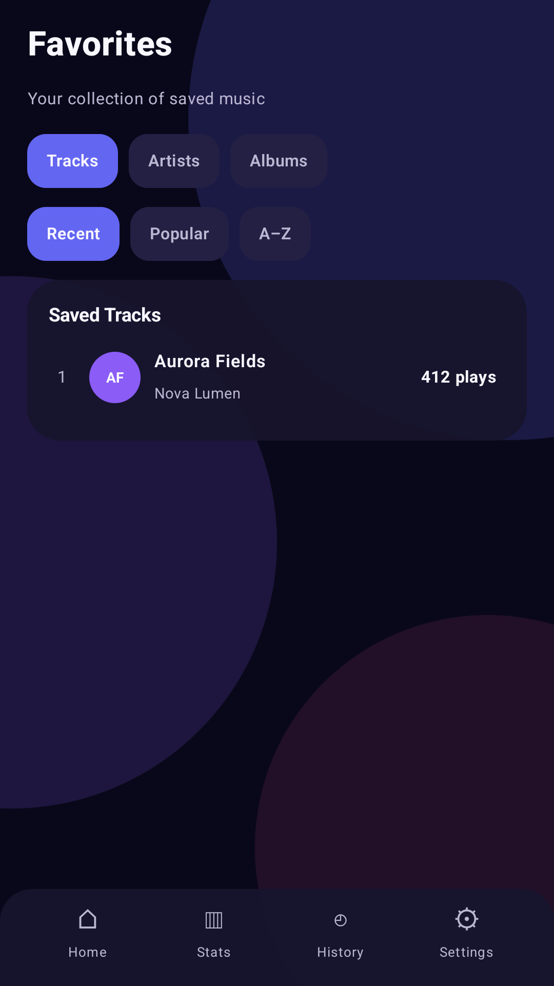 SoundMetrics favorites screen